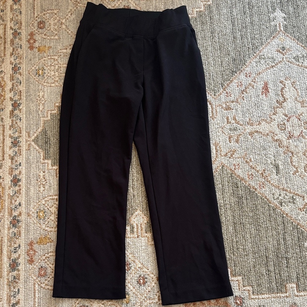 Black Pull-On Stretch Straight-Leg Pants